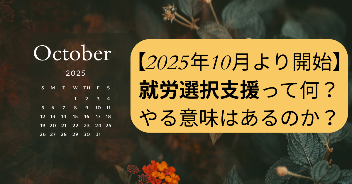 【2025年10月より開始】「就労選択支援」って何？やる意味はあるのか？