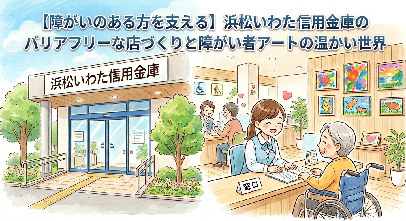 【障がいのある方を支える】浜松いわた信用金庫のバリアフリーな店づくりと障がい者アートの温かい世界