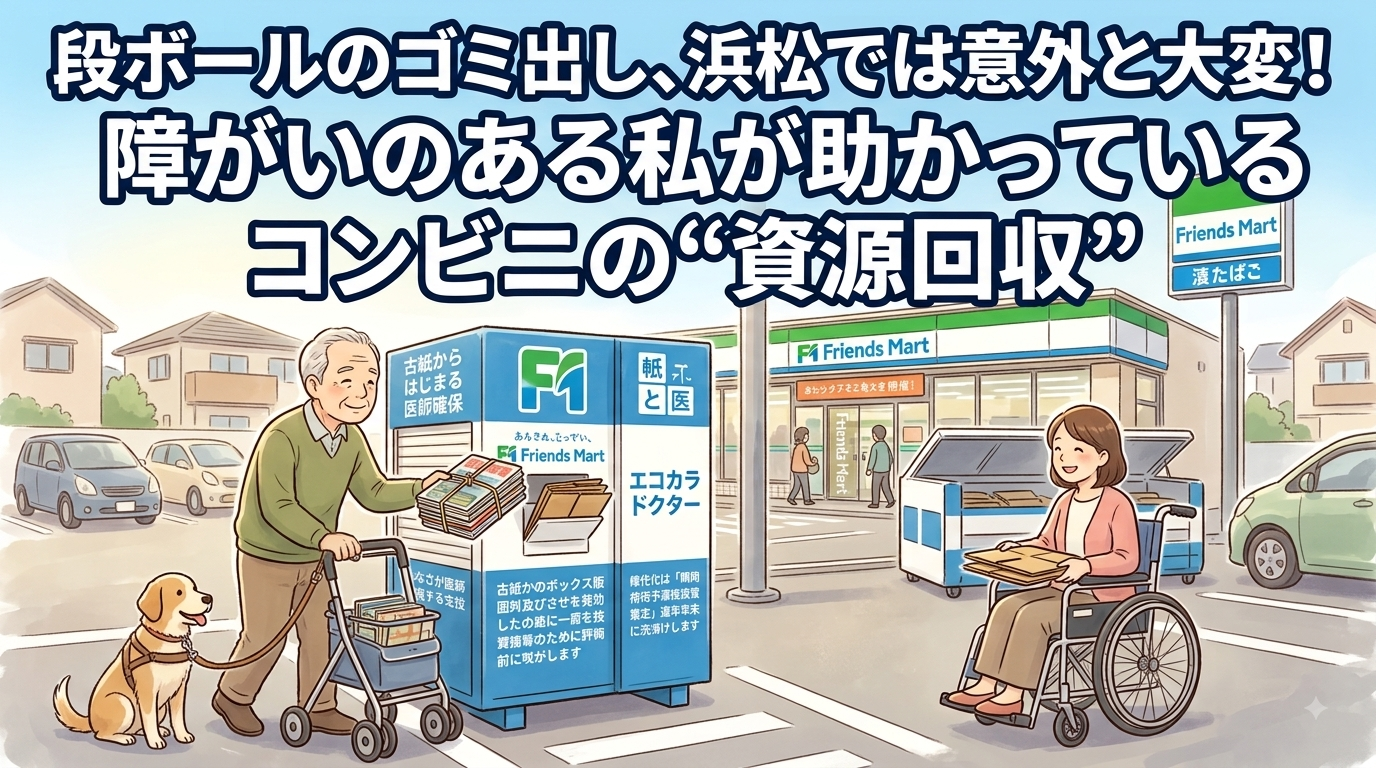 段ボールのゴミ出し、浜松では意外と大変！障がいのある私が助かっているコンビニの“資源回収”